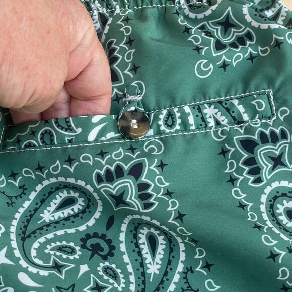 MC2 St Barth Swim Shorts/Trunks Mid-Length Caprese-Military Green Bandanna Print - Picture 14 of 16